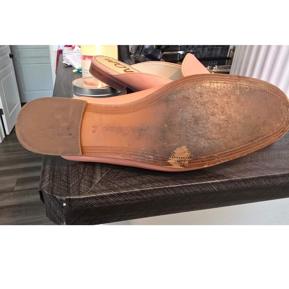 Sam Edelman Linnie Bit Mules Peach Pink Leather Horsebit Loafers Womens 8.5 - Picture 5 of 6